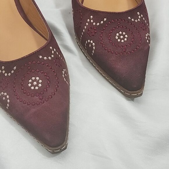 Sundance Minette Embroidered Leather Slingback 37 - Picture 7 of 9